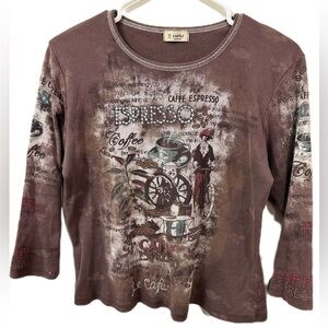 Brown Graphic Cafe Espresso Top